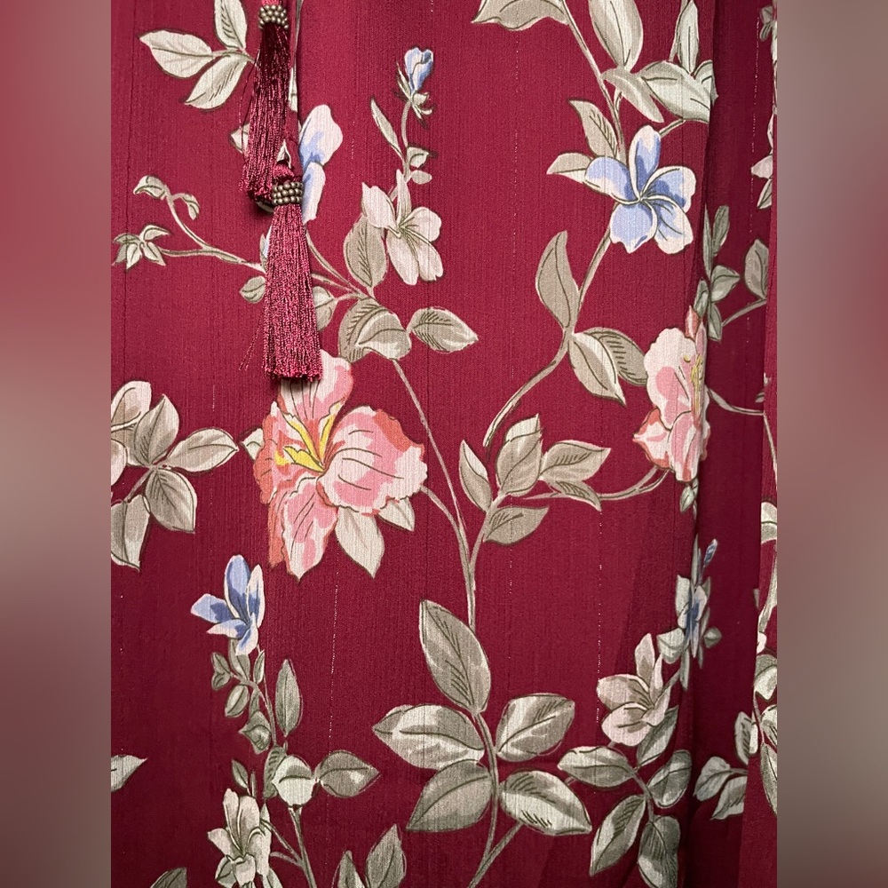 Tommy Bahama Painted Petal Midi Floral Dress | Large | Wine Colored - Picture 6 of 10
